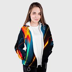 Куртка с капюшоном женская Multicoloured neon, цвет: 3D-белый — фото 2