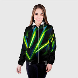 Куртка с капюшоном женская Geometric neon, цвет: 3D-белый — фото 2