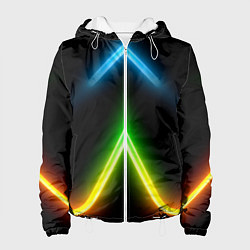 Куртка с капюшоном женская Neon multicolored lines, цвет: 3D-белый