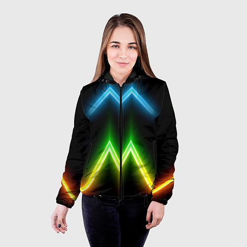 Женская куртка Neon multicolored lines / 3D-Черный – фото 4