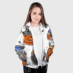 Куртка с капюшоном женская Дух хэллоуина, цвет: 3D-белый — фото 2