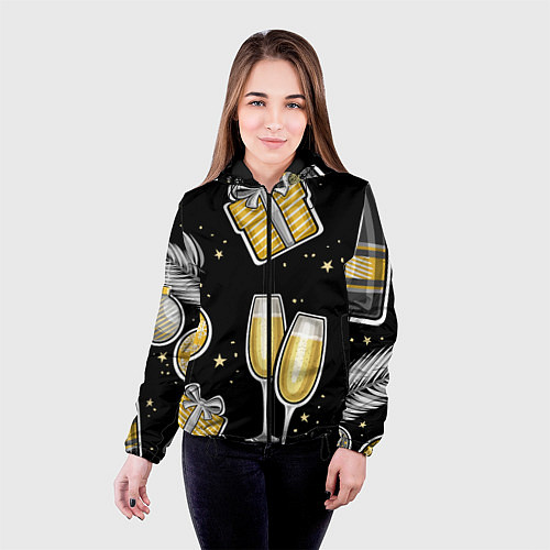 Женская куртка Новогодний вайб / 3D-Черный – фото 4