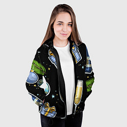 Куртка с капюшоном женская Новогодний вайб, цвет: 3D-черный — фото 2