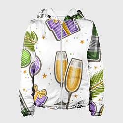 Куртка с капюшоном женская Новогодний вайб, цвет: 3D-белый