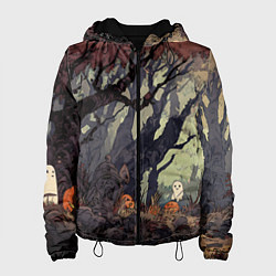 Куртка с капюшоном женская Призрачный лес, цвет: 3D-черный