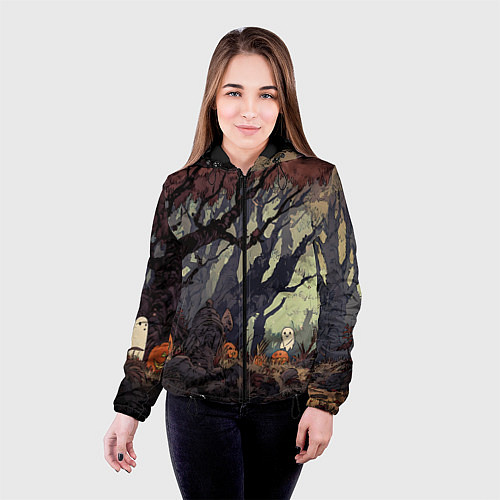 Женская куртка Призрачный лес / 3D-Черный – фото 4