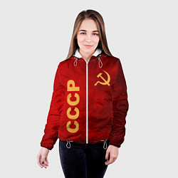 Куртка с капюшоном женская Советский союз символика, цвет: 3D-белый — фото 2