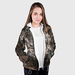 Куртка с капюшоном женская Абстракция - brown darkness, цвет: 3D-белый — фото 2