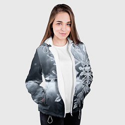 Куртка с капюшоном женская Снежинка на черно белое, цвет: 3D-белый — фото 2