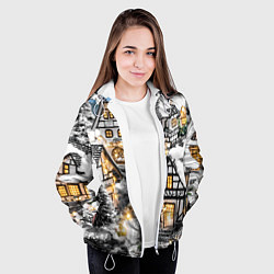 Куртка с капюшоном женская Объемные новогодние дома, цвет: 3D-белый — фото 2