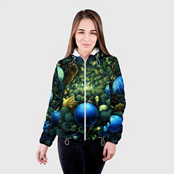 Куртка с капюшоном женская Новогодние шарики на елке, цвет: 3D-белый — фото 2