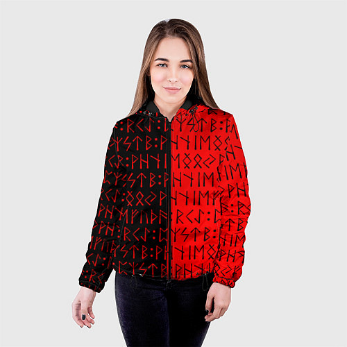 Женская куртка Знаки рун / 3D-Черный – фото 4