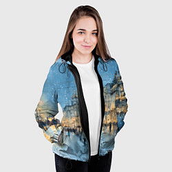 Куртка с капюшоном женская Снежный вечер Санкт-Петербурга, цвет: 3D-черный — фото 2