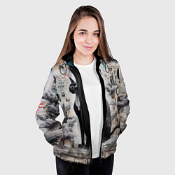 Куртка с капюшоном женская Кошка Корниш-рекс - ретро граффити, цвет: 3D-черный — фото 2