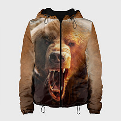 Куртка с капюшоном женская Рык медведя, цвет: 3D-черный