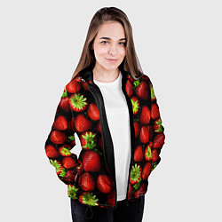 Куртка с капюшоном женская Клубничка, цвет: 3D-черный — фото 2