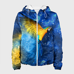Куртка с капюшоном женская Космический попугай, цвет: 3D-белый