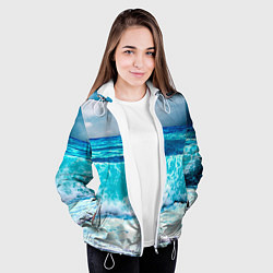 Куртка с капюшоном женская Волны, цвет: 3D-белый — фото 2