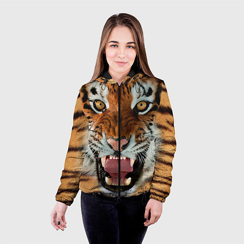 Женская куртка Взгляд тигра / 3D-Черный – фото 4