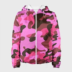 Куртка с капюшоном женская Камуфляж: розовый/коричневый, цвет: 3D-белый
