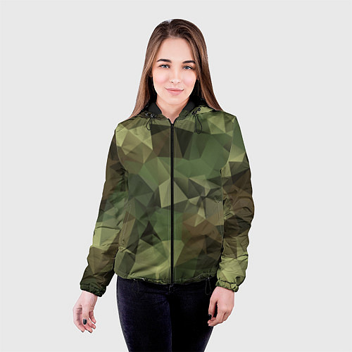 Женская куртка Полигональный камуфляж / 3D-Черный – фото 4