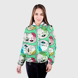 Куртка с капюшоном женская Drop Dead: Kitty Heads, цвет: 3D-белый — фото 2