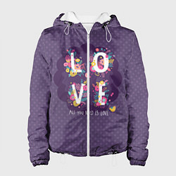 Куртка с капюшоном женская Love, цвет: 3D-белый