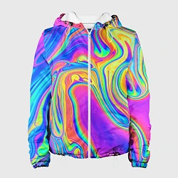 Куртка с капюшоном женская Цветные разводы, цвет: 3D-белый