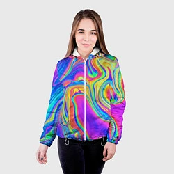 Куртка с капюшоном женская Цветные разводы, цвет: 3D-белый — фото 2