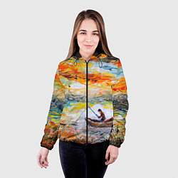 Куртка с капюшоном женская Рыбак на лодке, цвет: 3D-черный — фото 2