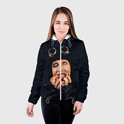 Куртка с капюшоном женская Mаrilyn Manson: Biker, цвет: 3D-белый — фото 2