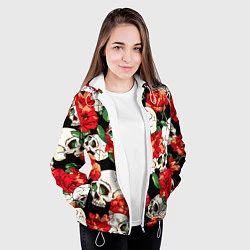 Куртка с капюшоном женская Черепки и розы, цвет: 3D-белый — фото 2