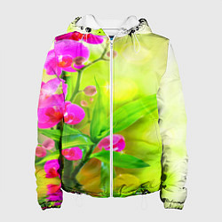 Куртка с капюшоном женская Цветы, цвет: 3D-белый