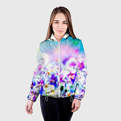 Куртка с капюшоном женская Цветочное поле, цвет: 3D-белый — фото 2