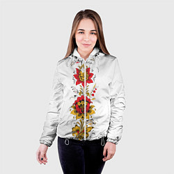 Куртка с капюшоном женская Хохлома: цветы, цвет: 3D-белый — фото 2