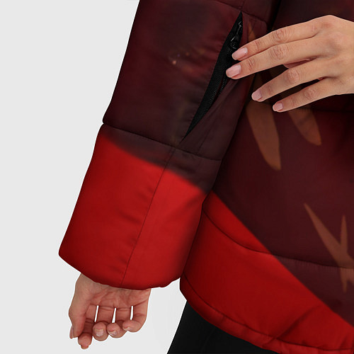 Женская зимняя куртка Красный череп / 3D-Черный – фото 5