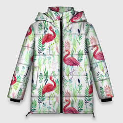 Куртка зимняя женская Цветы и бабочки 2, цвет: 3D-светло-серый