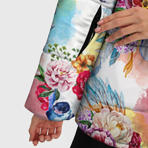 Женская зимняя куртка Цветы и бабочки 5 / 3D-Черный – фото 5