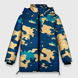 Куртка зимняя женская Камуфляж: голубой/желтый, цвет: 3D-черный