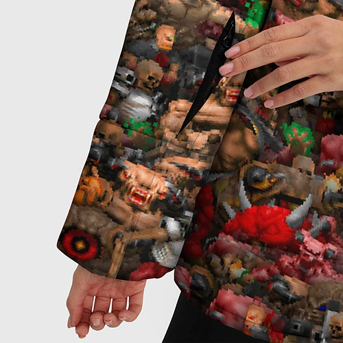 Женская зимняя куртка DOOM: Pixel Monsters / 3D-Черный – фото 5