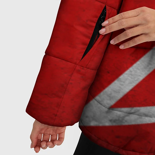 Женская зимняя куртка Флаг СССР: Серп и Молот / 3D-Черный – фото 5