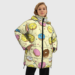 Куртка зимняя женская Сладкие пончики, цвет: 3D-черный — фото 2