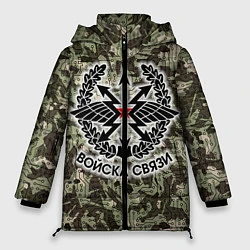 Куртка зимняя женская Войска связи: камуфляж, цвет: 3D-красный