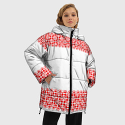 Куртка зимняя женская Славянский орнамент (на белом), цвет: 3D-светло-серый — фото 2