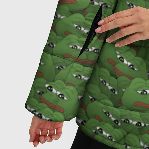 Женская зимняя куртка Грустные лягушки / 3D-Черный – фото 5
