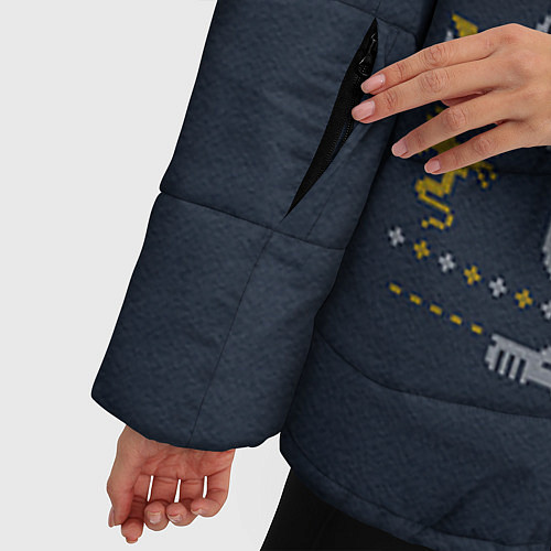 Женская зимняя куртка Новогодний свитер Чужой / 3D-Черный – фото 5