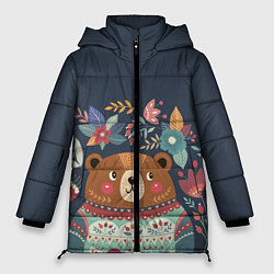 Куртка зимняя женская Осенний медведь, цвет: 3D-черный
