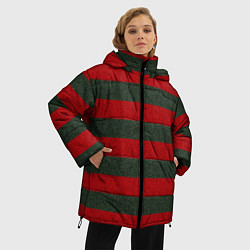 Куртка зимняя женская Красно-полосатый, цвет: 3D-черный — фото 2