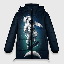 Куртка зимняя женская Космический скейтбординг, цвет: 3D-черный