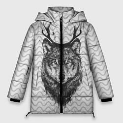 Куртка зимняя женская Рогатый волк, цвет: 3D-красный